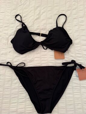 NWT Target Black Tie-Shoulder Bikini Set - Women's Swim XL/L